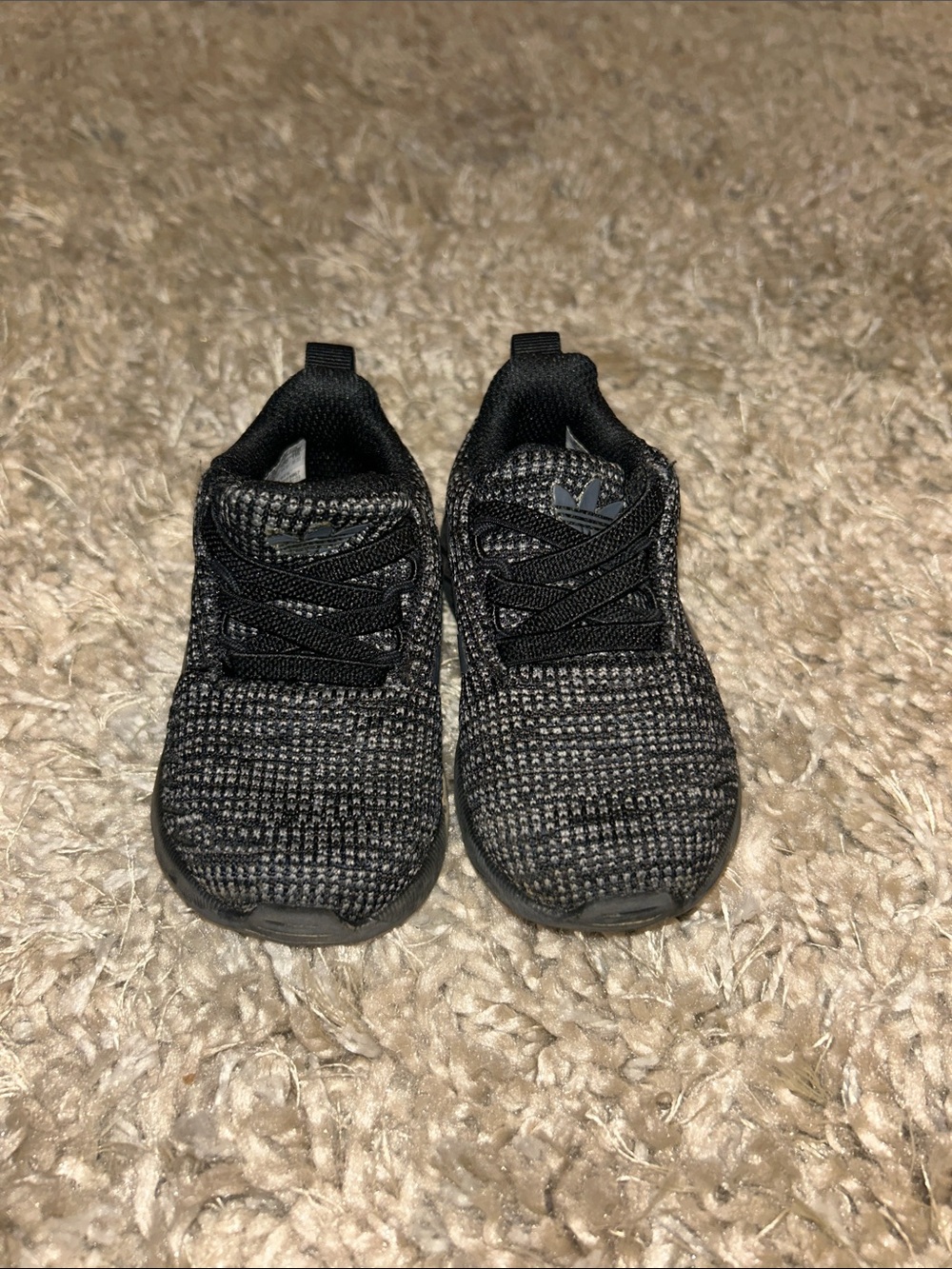 adidas Kids Black/Gray Knit Slip-On Sneakers